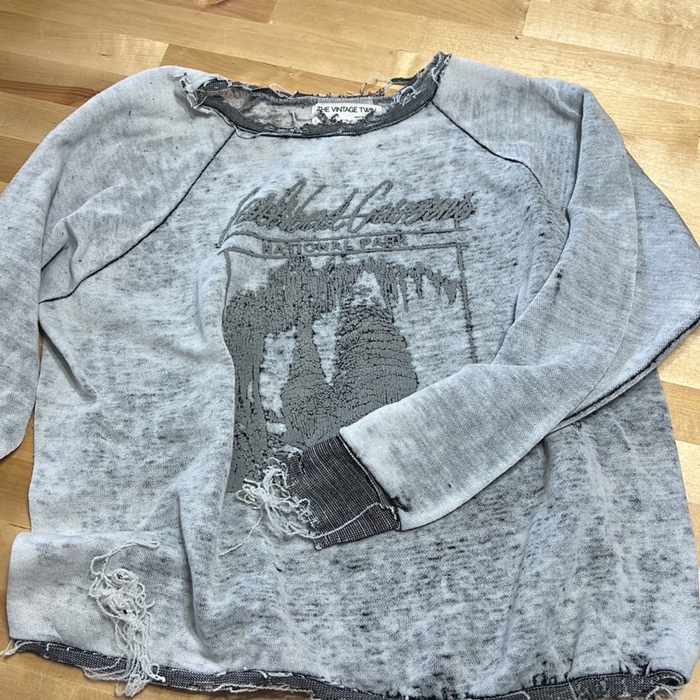 distressed vintage twin crewneck